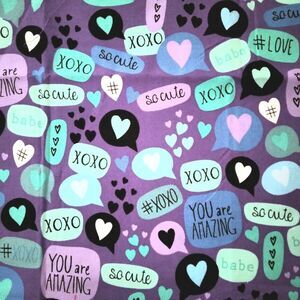 Waverly Inspirations Love Babe XOXO Hearts Purple Quilting Craft Fabric Piece